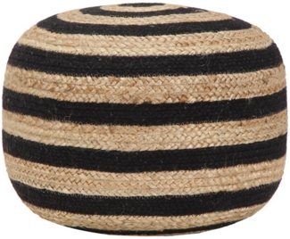Handgefertigter Sitzpuff Schwarz 45x30 cm Jute [248075]