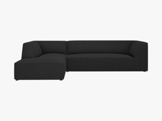 Micadoni 4-Sitzer Modular Sofa Ruby Links Strukturierter Stoff Ottawa Schwarz