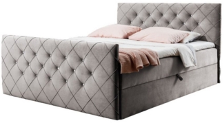 AN-MOEBEL4U Boxspringbett MALAGA mit Bettkasten, Topper, gepolstertes Kopfteil und Fußteil
