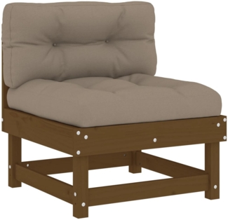 vidaXL Mittelsofa mit Kissen Honigbraun Massivholz Kiefer 825432