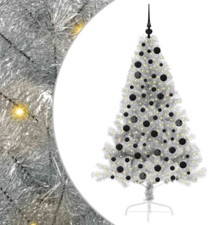 vidaXL Künstlicher vorbeleuchteter Weihnachtsbaum Silber 180 cm PET 3397207