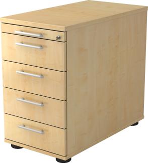 bümö Schreibtisch Schrank abschließbar, Schubladenschrank Holz in Ahorn, Container mit Schubladen - Schubladen Schrank Büro, Schreibtisch Container od. Schreibtisch Kommode mit Relinggriffe, SC50-3-3-RE