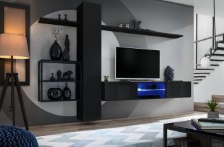 Hängende Wohnwand Switch M5 in Schwarz 270 x 180 cm 6-teilig