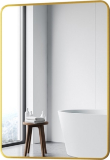 Boromal Spiegel Gold für Badezimmer Flur Schlafzimmer Wohnzimmer Friseurladen Hotel (Wandspiegel Badspiegel, 80x60, 70x50, 60x40), 5mm Glas, mit Alurahmen