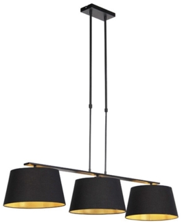Qazqa Pendelleuchte Combi, ohne Leuchtmittel, E27, Schwarz, Modern, Baumwolle, 3-flammig