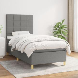 vidaXL Boxspringbett mit Matratze Dunkelgrau 90x190 cm Stoff 3142298
