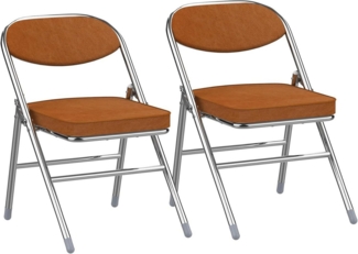 JEOBEST Klappstuhl Essstühle Klappstühle, Faltstuhl Besucherstuhl, (Set, 2 St) Gepolstert - Metall-Gestell - Braun