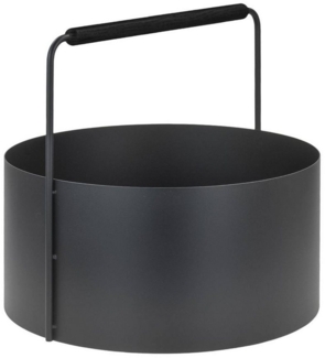 blomus Kaminholzkorb "Ashi" Holzkorb Metall Aufbewahrungskorb für Holz 45cm, Ø 45cm, Brennholzkorb aus Metall mit Holzgriff aus Eiche