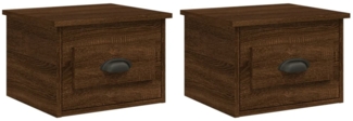 2er-Set Wand-Nachttische, Hängende Nachttische Braun Eichen-Optik 41,5 x 36 x 28 cm