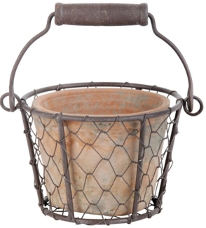 esschert design Blumentopf (Set, 2 St), Übertopf in Aged Terracotta, im Henkelkorb