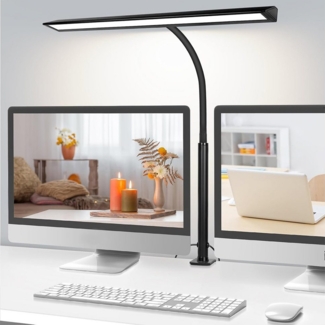 Daskoo Schreibtischlampe LED Schreibtischlampe Dimmbar 5Farbmodi USB Tischlampe 24W, Stufenloser Dimmmodus