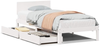 vidaXL Massivholzbett mit Schubladen Weiß 90x190 cm Kiefer 3301971