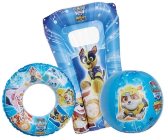 Happy People Luftmatratze Strandset Paw Patrol, (3-St), mit Wasserball und Schwimmring, für Kinder