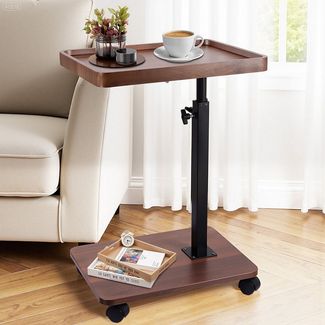 BlingBin Beistelltisch C Form Höhenverstellbar mit Rollen, Tisch Sofatisch Couchtisch (1er Set, 1-St, 40 x 30 cm Couchtisch), Mobiler Klein Beistelltisch für Sofa Bett, Couchtisch für Wohnzimmer