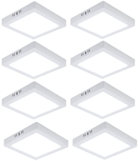 8er Set LED Deckenleuchte, Aufbau-Panel, Kunststoff, weiß, L 21,4 cm