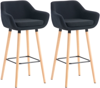 DELUKE® Barhocker 2er Set mit Lehne Schwarz VILO - Stoffbezug, 99x55x46cm Barhocker mit Lehne Tresenhocker Barstuhl Küchenhocker Thekenhocker hoher Stuhl