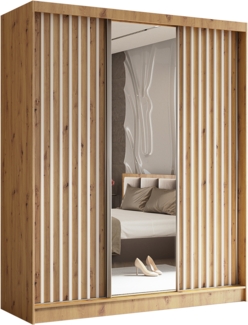 AX LIVING Cabinio Schwebetürenschrank 180 Eiche Artisan weiß Lamellen