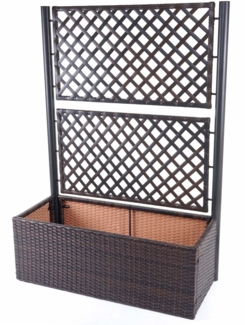 Poly-Rattan Rankgitter HWC-D76, Pflanzkasten Rankhilfe, 142 x 100 x 43 cm ~ braun
