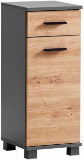 Schildmeyer Unterschrank Palermo, Holzwerkstoff, Anthrazit/Artisan Eiche Dekor, 30,3 x 32,6 x 75,3 cm (B/T/H)