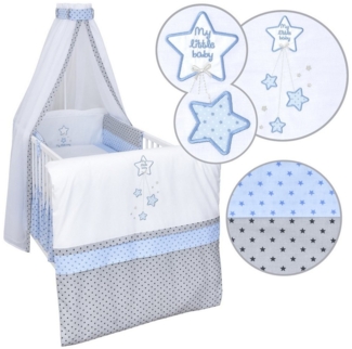 Baby-Delux Babybettwäsche Baby Bettwäsche Set 4-Tlg. Nestchen Chiffonhimmel, Baumwolle, 4 teilig, Bettset für Babybetten 140x70 & 120x60 verschiedene Designs