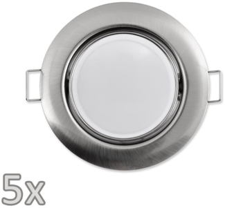 Einbauleuchten-Set McShine, 5xRahmen, 5xLED-Modul, 7W, 608Lumen, 230V, Edelstahl