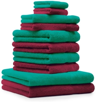 Betz Handtuch Set 10-TLG. Premium Farbe Dunkelrot & Smaragdgrün, 100% Baumwolle (10-St), getrennt waschen