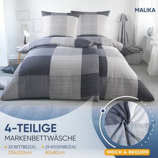 Kuscheli Bettwäsche 2x 135x200 + 2x 80x80 cm atmungsaktiver Bettbezug, moderne Designs, Für Allergiker geeignet, pflegeleicht, angenehm weicher Stoff
