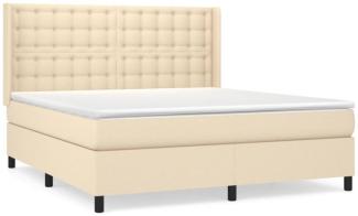 Boxspringbett mit Matratze Stoff Creme 180 x 200 cm, Härtegrad: H2 [3131774]