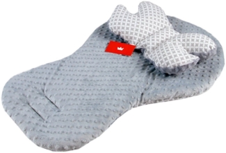 BabyLux Kinder-Sitzauflage BABYLUX Kinderwagen SITZAUFLAGE Kissen Gurtschoner f. Buggy Autoschale, 5. Grau + Maroko 2 Tlg Sitzauflage + Kissen