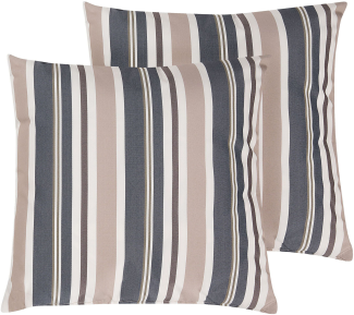 Gartenkissen 2er Set Streifenmuster KASTOS 40 x 40 cm Taupe