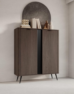 Compleo Hochkommode mit 2 Türen, Japandi Design, Kommode mit Metallfüße