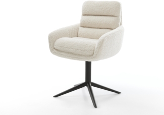 Drehstuhl Abelia-Flex mit Armlehnen Teddystoff Beige Fußkreuz Schwarz 360° drehbar Wippfunktion