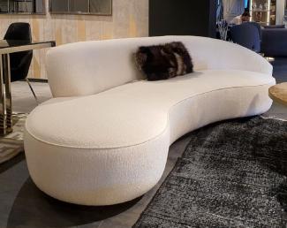 Casa Padrino Luxus Sofa Weiß / Messingfarben 260 x 85 x H. 75 cm - Gebogenes Wohnzimmer Sofa - Wohnzimmer Möbel - Luxus Kollektion