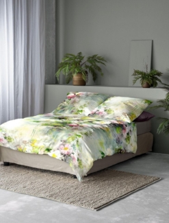 Irisette Tokio Mako-Satin Bettwäsche 155x220 Rosen Aquarell grün rosa 8572-30