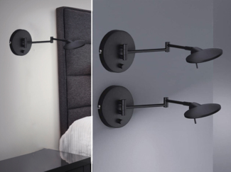 LED Wandleuchten 2er SET Schwarz verstellbar stufenlos dimmbar - 55cm