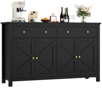 Homfa Sideboard Küchenschrank, mit 2 Schubladen 4 Türen, verstellbare Ablage, Breite 140 cm