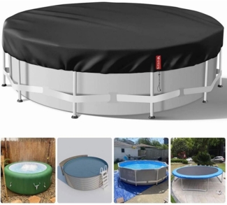 Runde Poolabdeckung 244cm 420D Oxford UV-Schutz Schwarz