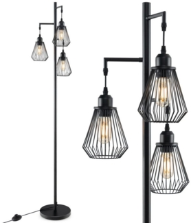 COSTWAY Stehlampe, 169 cm, mit 3 Lampenschirmen, Sockel & Fußschalter