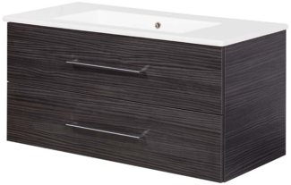 FACKELMANN B.PERFEKT Waschbecken mit Unterschrank 103 cm breit, Anthrazit, Waschbecken Keramik Weiß