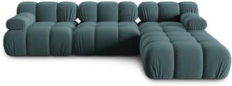 Micadoni Modulares Sofa Bellis 4-Sitzer mit flachem Modul Samtstoff Petrol