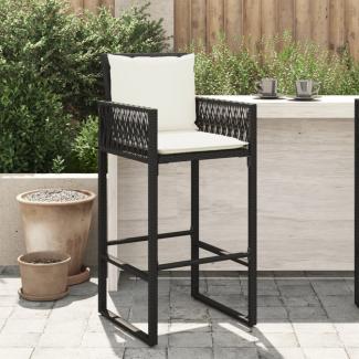 vidaXL Garten-Barhocker mit Kissen 2 Stk. Schwarz Poly Rattan 368705