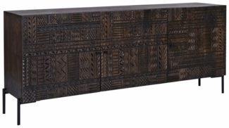 riess-ambiente Sideboard TRIBAL 180cm antik braun · Kommode aus Mangoholz mit viel Stauraum (Einzelartikel, 1 St), 3D-Front · Push-to-open · abstraktes Design · Massivholz · lackiert