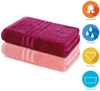 Lavea Badetuch Elena 2er Set Badetücher 100x150 cm, Duschtuch, 500 g/m² Frottier, weich & saugstark, pflegeleicht