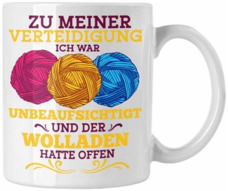 Trendation Tasse Lustige Strick Häkel-Tasse Geschenk Stricken Häkeln Spruch Oma Rentne