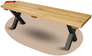 DELUKE® Holzbank Sitzbank MITCH - Eiche Massiv | Gartenbank Eichenbank Outdoor Terrasse Flur Garderobe | 160x40x46cm