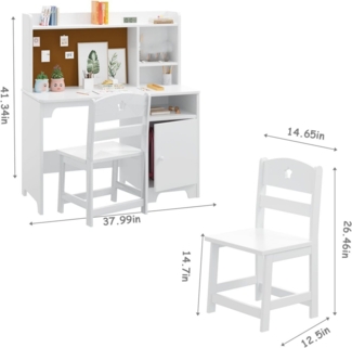 GarveeMore Kinderschreibtisch Kindertisch und Stuhl Set, mit Hutch, Aufbewahrungsschrank, Holztisch