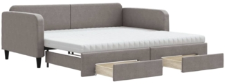 vidaXL Tagesbett Ausziehbar mit Schubladen Taupe 100x200 cm Stoff 3196878