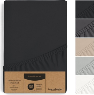 Hausfelder Spannbettlaken Topper Bettlaken 90/100x200 cm, bis 15 cm Matratzenhöhe, Schwarz, Jersey-Baumwolle, Gummizug: rundum, (1 Stück), verschiedene Farben und Größen