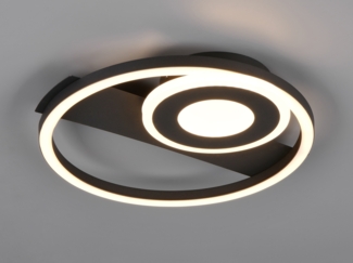 LED Decken- und Wandleuchte HORUS Metall in Schwarz mit 2 Ringen, ultraflach 5cm