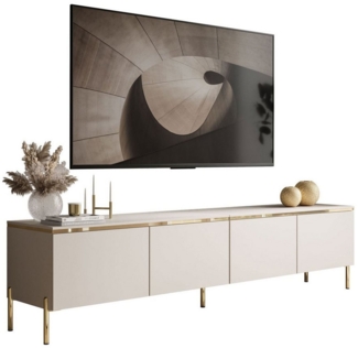 Lookway TV-Schrank CELINE KASCHMIR 200 cm auf goldenen Füßen mit LED-Beleuchtung Breite, 200 cm